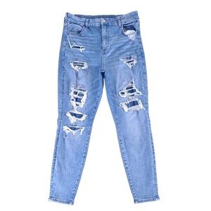 American Eagle Curvy Hi Rise Jegging Distressed Jeans Size 14 Short 14S